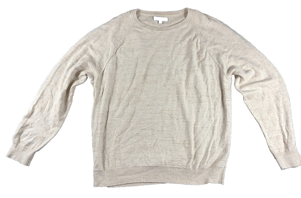 J Crew Mercantile Sweater Mens XL Oatmeal Beige 100% Cotton Crewneck Raglan